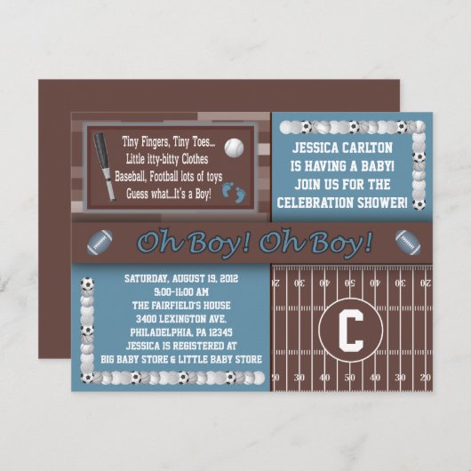 Sport-Babyparty-Einladungen Einladung (Vorne/Hinten)