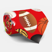 Sport Balls Muster B.Red BG Krawatte (Gerollt)