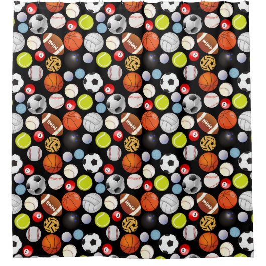 Sport Balls Muster Duschvorhang (Vorderseite)