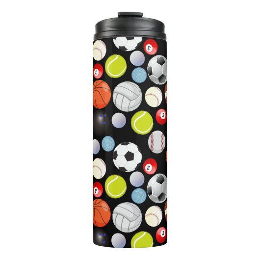 Sport Balls Muster Thermosbecher (Vorderseite)