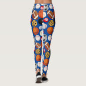 Sport Balls Pattern Blue BG Leggings (Rückseite)
