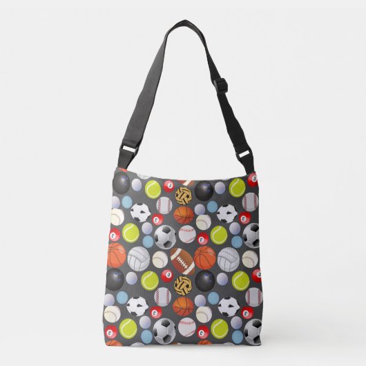Sport Balls Pattern DGrey BG Tragetaschen Mit Langen Trägern (Vorderseite)