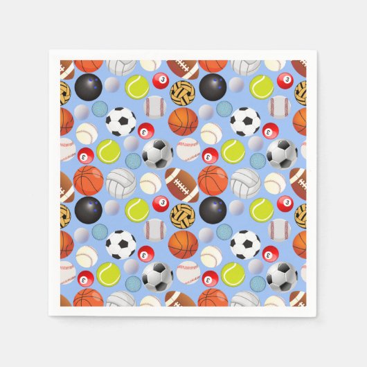 Sport Balls Pattern Lblue BG Serviette (Vorderseite)
