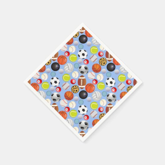 Sport Balls Pattern Lblue BG Serviette (Ecke)