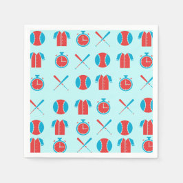 Sport Baseball Game Athletic Blue Paper Napkin Serviette