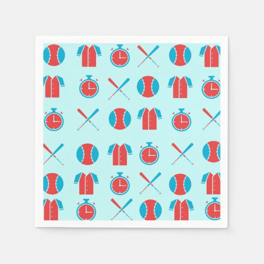 Sport Baseball Game Athletic Blue Paper Napkin Serviette (Vorderseite)