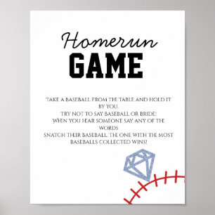 Sport Baseball Homerun Glitter Brautparty Spiel Poster