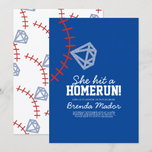 Sport Baseball Homerun Glitter Hochzeitsdusche Bla Einladung