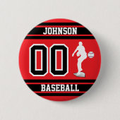 Sport Baseball - Pitcher - Rot - Erstellen Sie Ihr Button (Vorderseite)