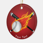 SPORT Baseballschläger u. lodernder Ball Keramik Ornament (Links)