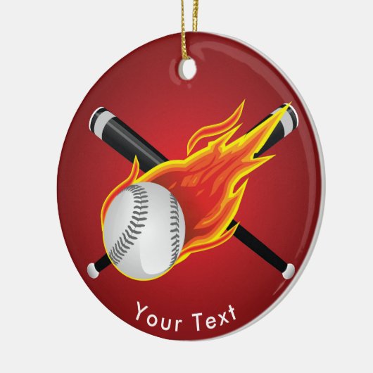 SPORT Baseballschläger u. lodernder Ball Keramik Ornament (Links)