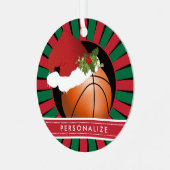 Sport Basketball Christmas Santa Hat 2 Ornament Aus Metall (Vorderseite links)