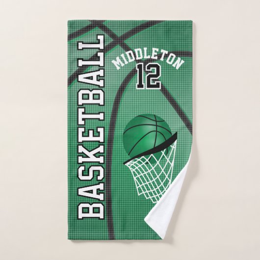 Sport 🏀 Basketball - grün / personalisieren Badhandtuch Set (Handtuch)