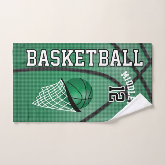 Sport 🏀 Basketball - grün / personalisieren Badhandtuch Set (Handtuch)