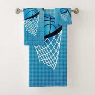 Sport 🏀 Basketball - Light Blue DIY Text Badhandtuch Set
