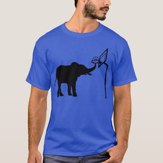sport basketball playing elephant funny retro T-Shirt (Vorderseite)