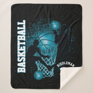 Sport Basketball - Schwarz und Baby Blau Sherpadecke
