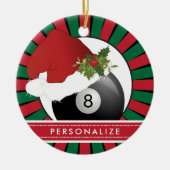 Sport Billiards Weihnachtsfeier Weihnachtsmannmütz Keramik Ornament (Vorne)