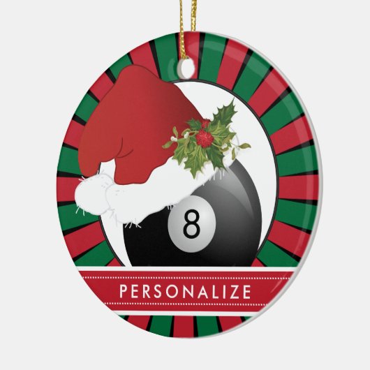 Sport Billiards Weihnachtsfeier Weihnachtsmannmütz Keramik Ornament (Links)