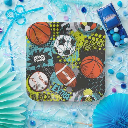 Sport Birthday Party I Sport Balls Pappteller (Party)