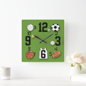 Sport Characters-Sport Quadratische Wanduhr (Zuhause)