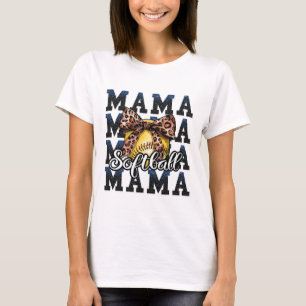 Sport Cheer Blau Kokette Schleife Softll Mama Mutt T-Shirt