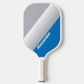 Sport Cloudy Blue Sky Stripes with Name Pickleball Schläger (Rückseite)