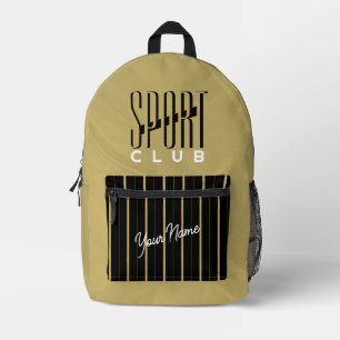 Sport Club Beige Schwarz Bedruckter Rucksack