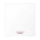 Sport COACH NAME Team Farben Modernes Büro Notizblock (Vorderseite)