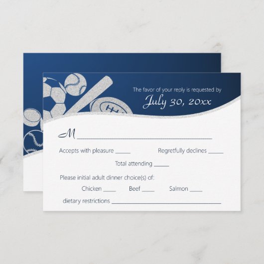 Sport Combo Response Card mit Abendessen RSVP Karte (Vorne/Hinten)