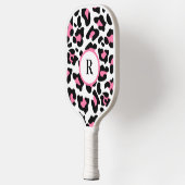 Sport Cute Pink Fun Animal Print Monogram Pickleball Schläger (Links)