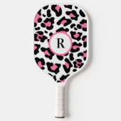 Sport Cute Pink Fun Animal Print Monogram Pickleball Schläger (Rückseite)