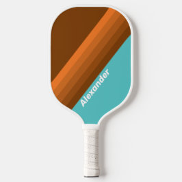 Sport Desert Teal Stripes with Name Pickleball Schläger