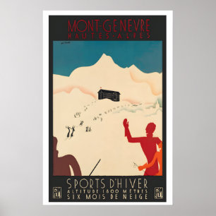Sport D'Hiver Montgenèvre Frankreich Vintage Ski Poster