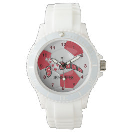 Sport Dunkler Red Soccer Ball | DIY Name Armbanduhr