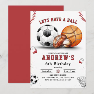 Sport Einladung zum Geburtstag, Basketball Fußball