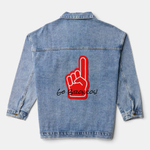Sport Fan Finger Go Team Name! Team Spirit Fun Jeansjacke