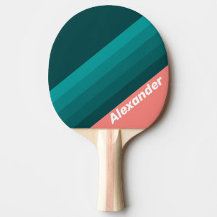 Sport Flamingo Aqua Streifen mit Namen Tischtennis Schläger