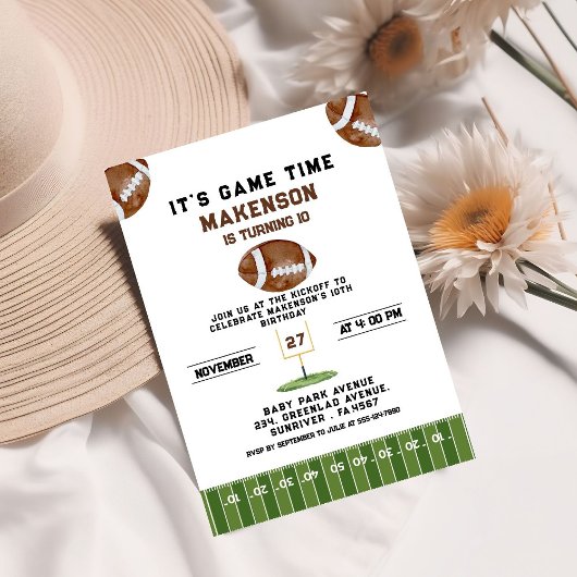 Sport Football Second Birthday 10th year Down Einladung