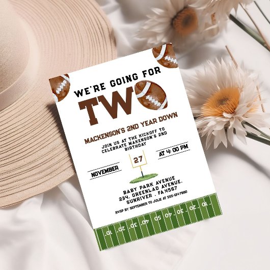 Sport Football Second Birthday 2nd year Down Einladung