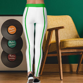 Sport Frauen Modern Elegant Weiß Grüne Streifen Leggings