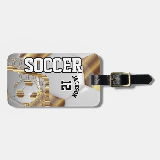 Sport-Fußball | DIY Text - Gold Gepäckanhänger (Vorderseite horizontal)