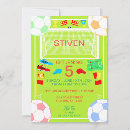 Sport Fußball Geburtstag farbenfrohe Einladung