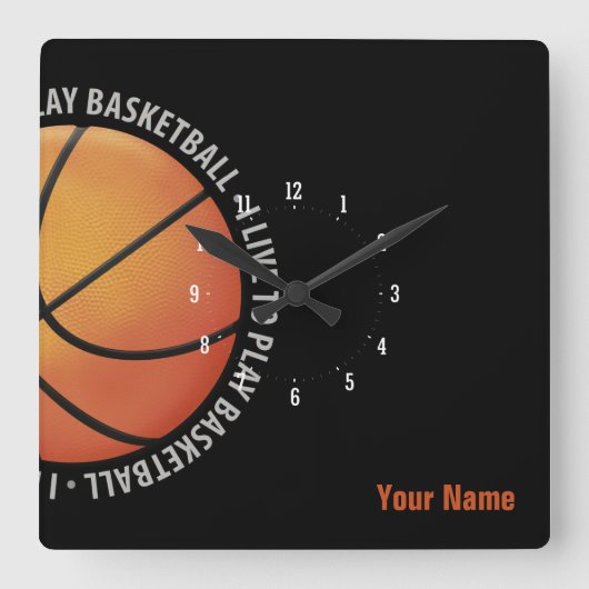 Sport-Geschenke Personalizable Basketball-| Quadratische Wanduhr (Vorderseite)