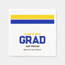 Sport Grad Blue & Gold Personalisierter Abschluss Serviette