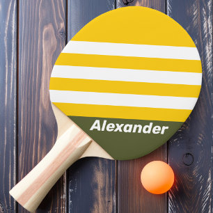 Sport Grün Honey Nostalgic Streifen mit Namen Tischtennis Schläger