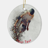 SPORT Grungeskateboarder-darstellende Bremsungen Keramik Ornament (Links)