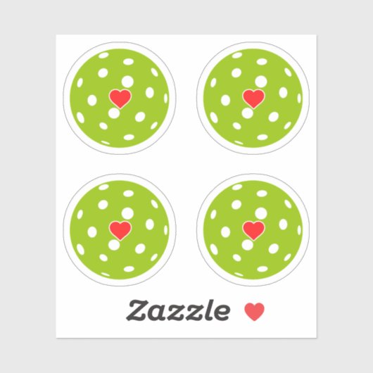 Sport in der Liebe Pickleball, grüne Bälle Herzpac Aufkleber (Blatt)