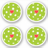 Sport in der Liebe Pickleball, grüne Bälle Herzpac Aufkleber (Vorderseite)