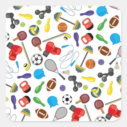 Sport in der Welt Quadratischer Aufkleber (Vorderseite)